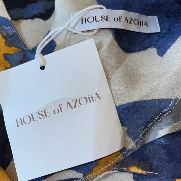 HOUSE OF AZOIIA SILK BLEND BLUE FLOWERS KAFTAN DRESS - NEW WITH TAGS - XXL/3XL - Picture 13 of 16